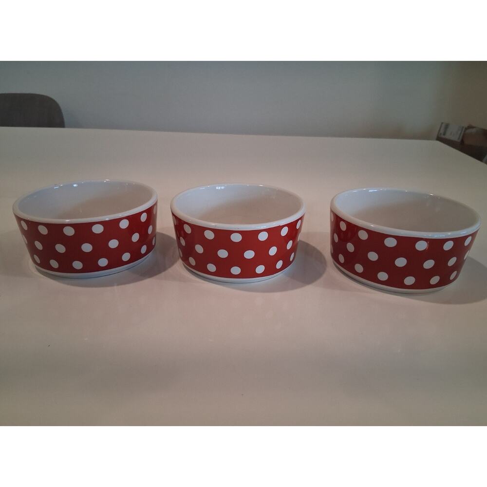 Set of 3 Signature Housewares Red Polka Dot Ramekins Bowls - Concept Ultra 4